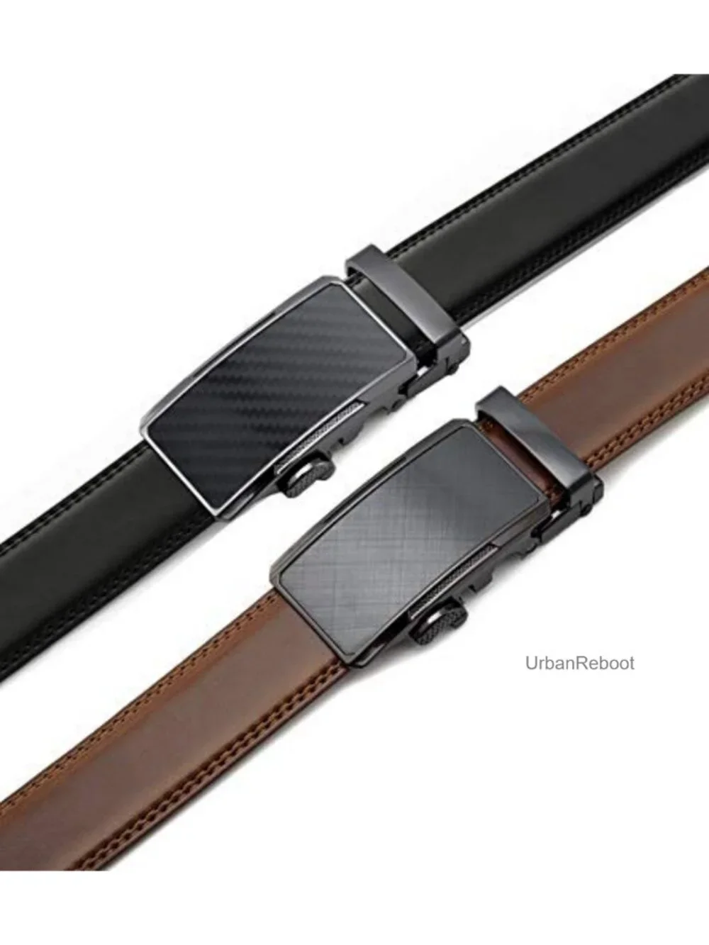 Genuine Leather Ratchet Belt Men 2 Pack Adjustable Trim To Fit Dress Belt